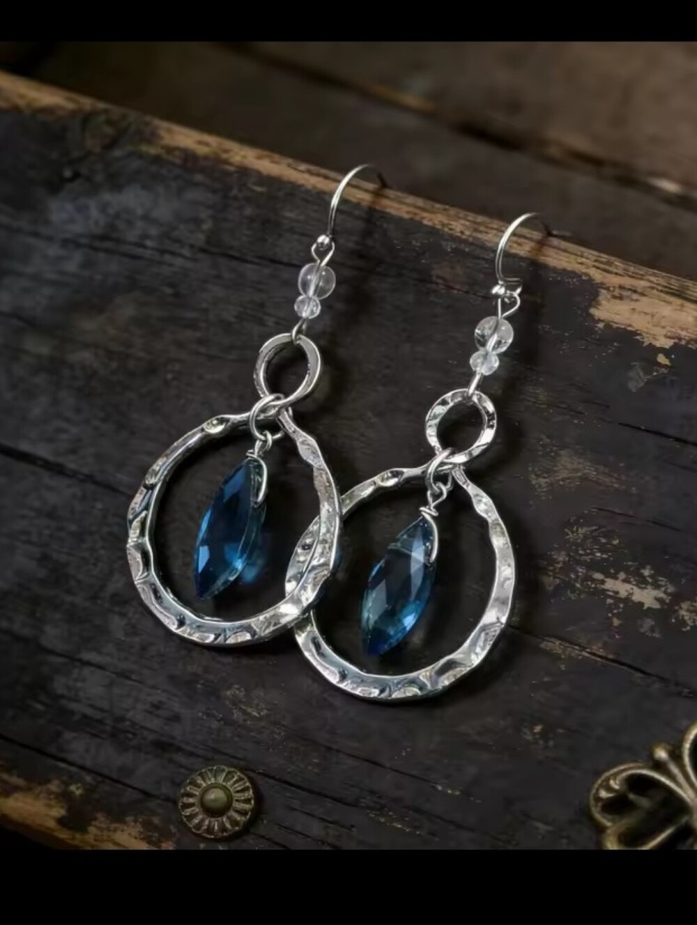 Vintage Earrings Blue Crystal Horse Eyes Jewelry Women's New G21